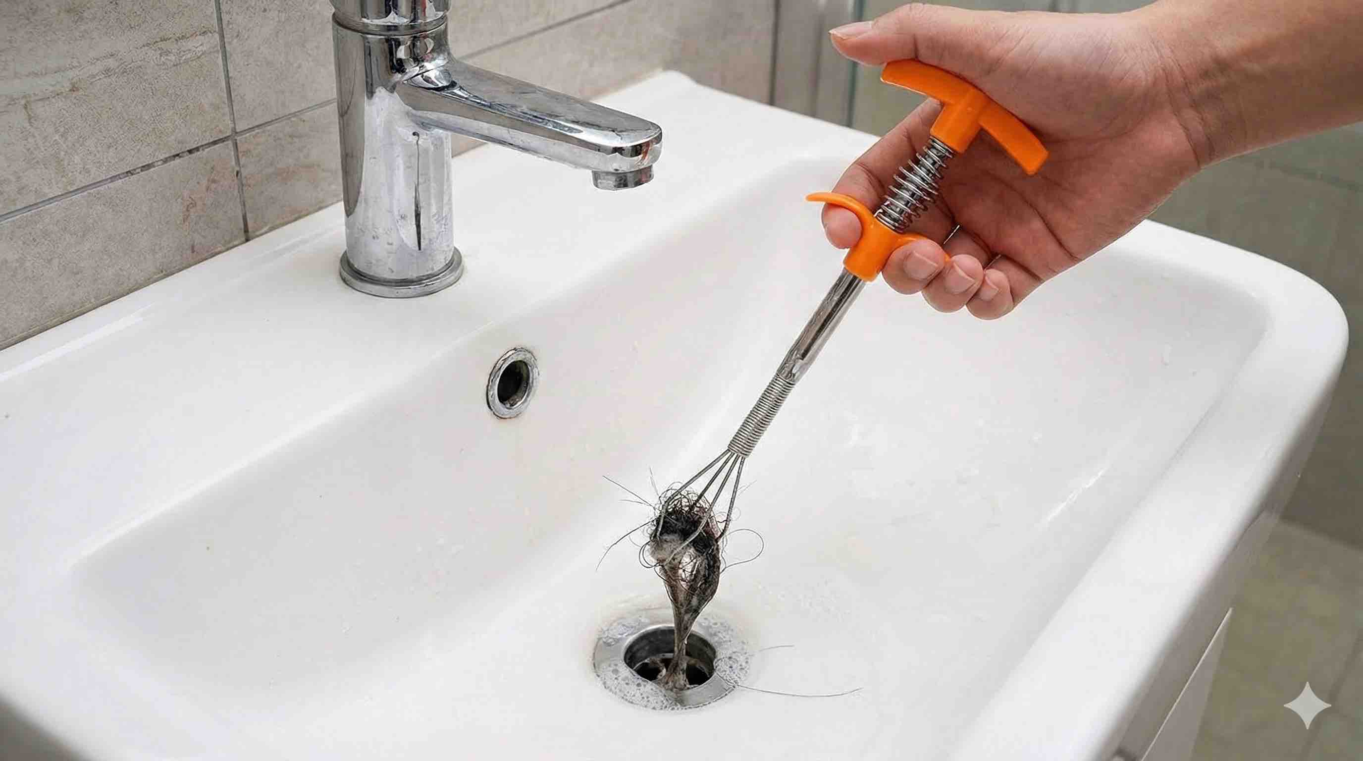 Rohrreinigungspirale im Einsatz