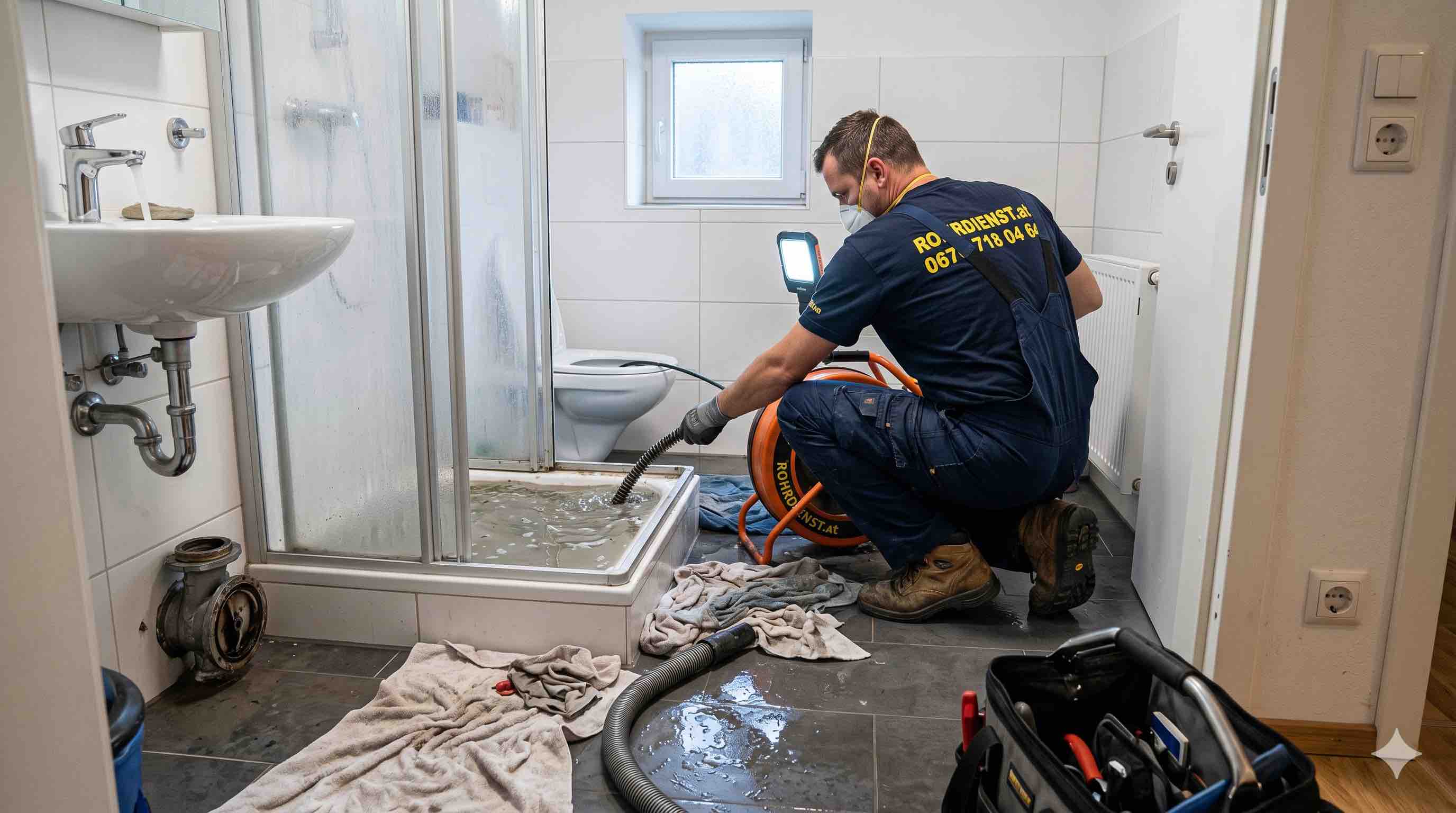 Soforthilfe, wenn Abwasser aus Dusche oder WC austritt